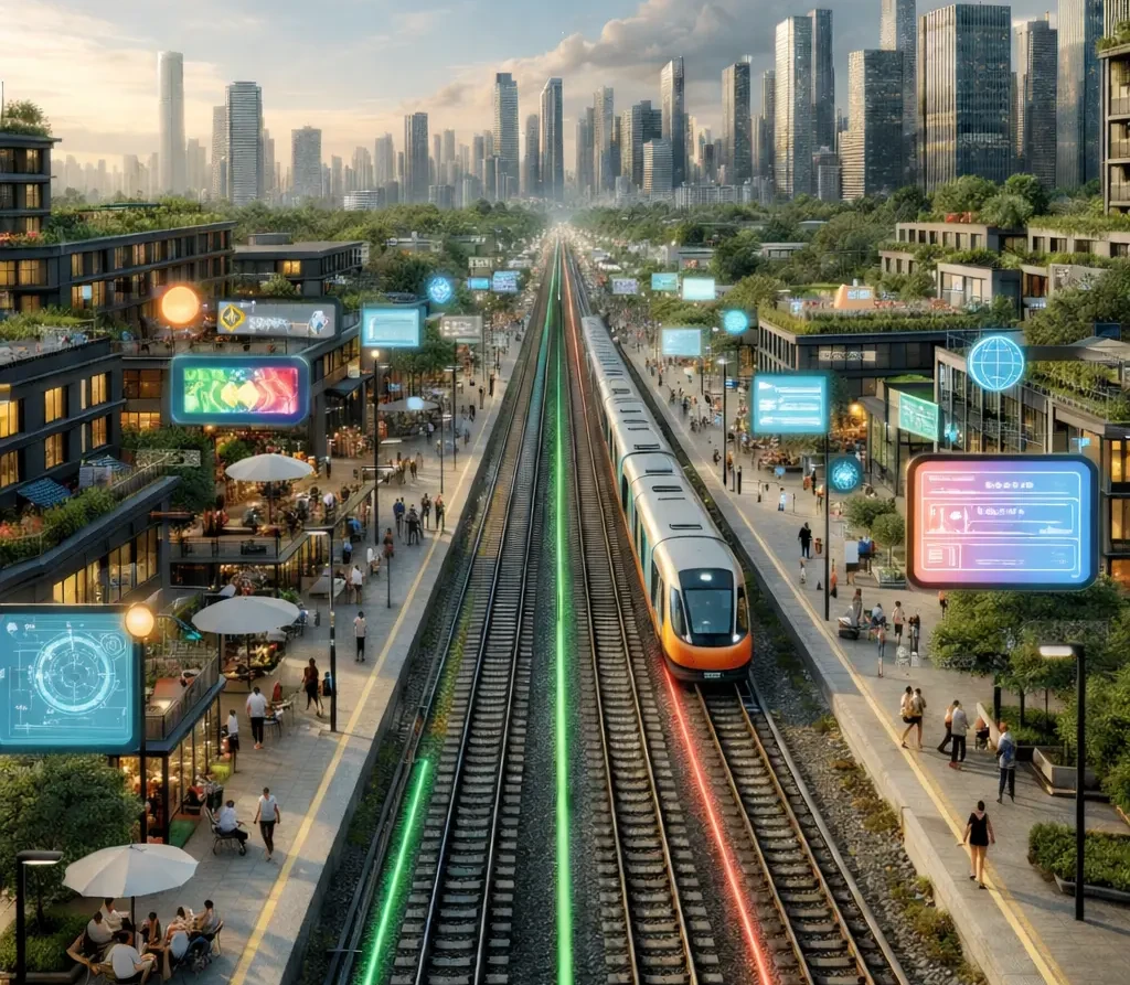 Illustration of AI-based railway safety and trespass detection